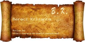 Berecz Krizanta névjegykártya